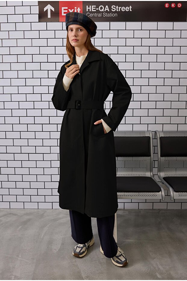 Minimal Trençkot Siyah - 3