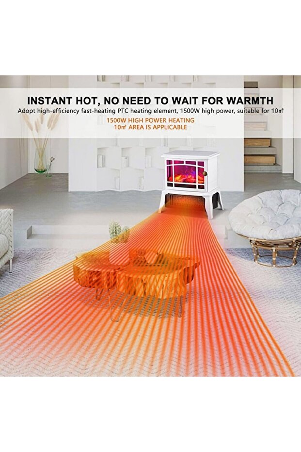 Electric Fireplace, OPTIM SOLUTION, Flame Effect, Heat Source, 1500W, PTC Heating, Overheat Protecti - 2