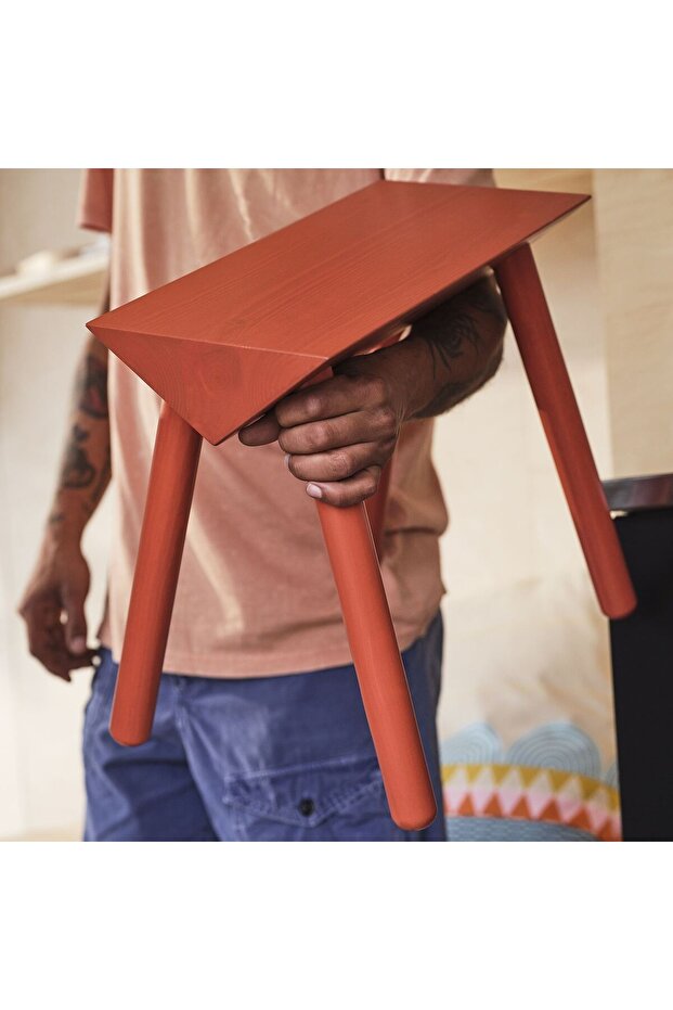 ahşap tabure, turuncu-kırmızı - 4