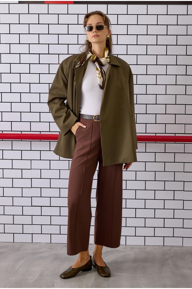 Ribbed Midi Pants Bitter Brown - 5