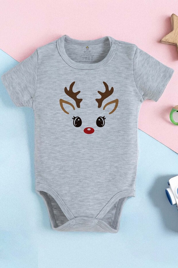 100% Cotton Organic Cute Christmas Deer Design Baby Bodysuit