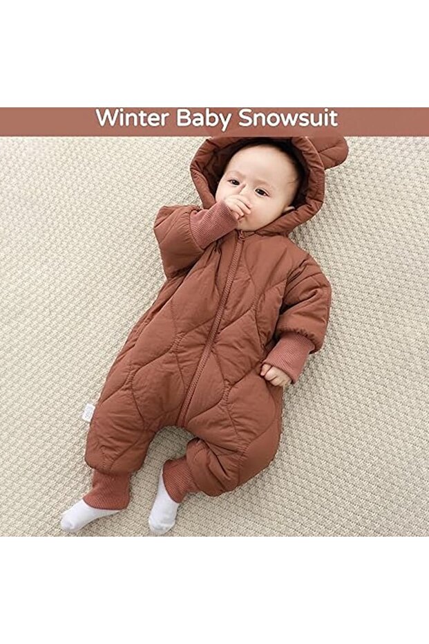 Winter Jumpsuit for Babies, OPTIM SOLUTION, with Zipper, 66 cm, Cotton, Model with Ears, Windproof, - 2