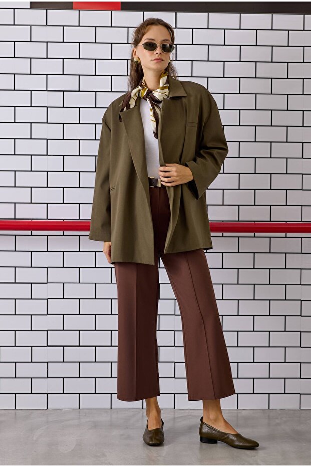 Ribbed Midi Pants Bitter Brown - 3