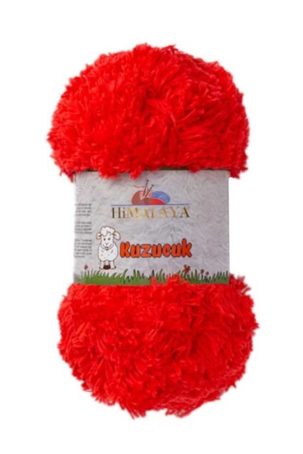 Kuzucuk 200Gr 75606 Red Hand Knitting Yarn - Fluffy Sweater, Vest Knitting Yarn
