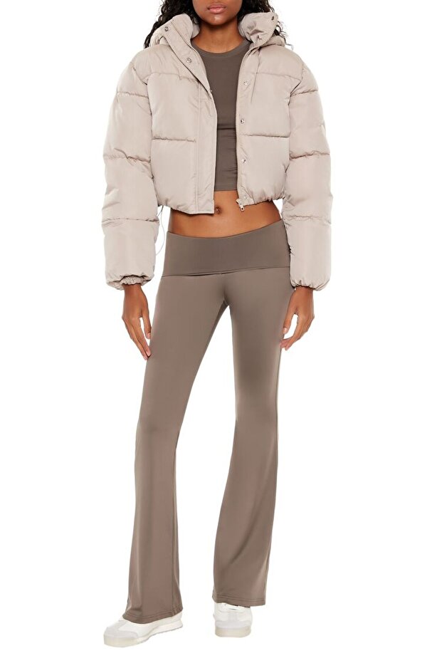 Kapüşonlu Crop Şişme Mont - 2