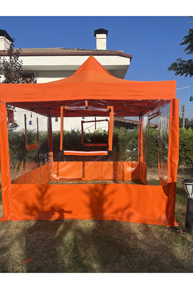 3x3 GAZEBO ÇADIR 4 TARAFI ŞEFFAF İLE KAPALI - 3