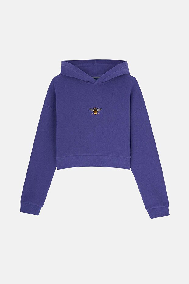 Arı SuperSoft Crop Hoodie - Mor - 3