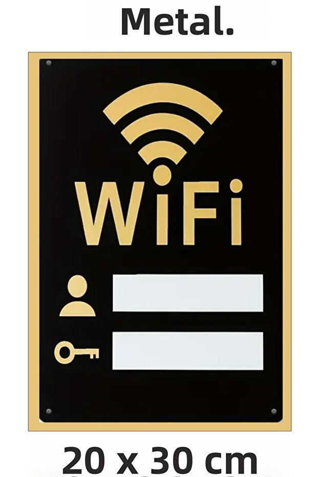 Metal Wifi Sign 20X30 cm Has Double-Sided Tape on the Back.