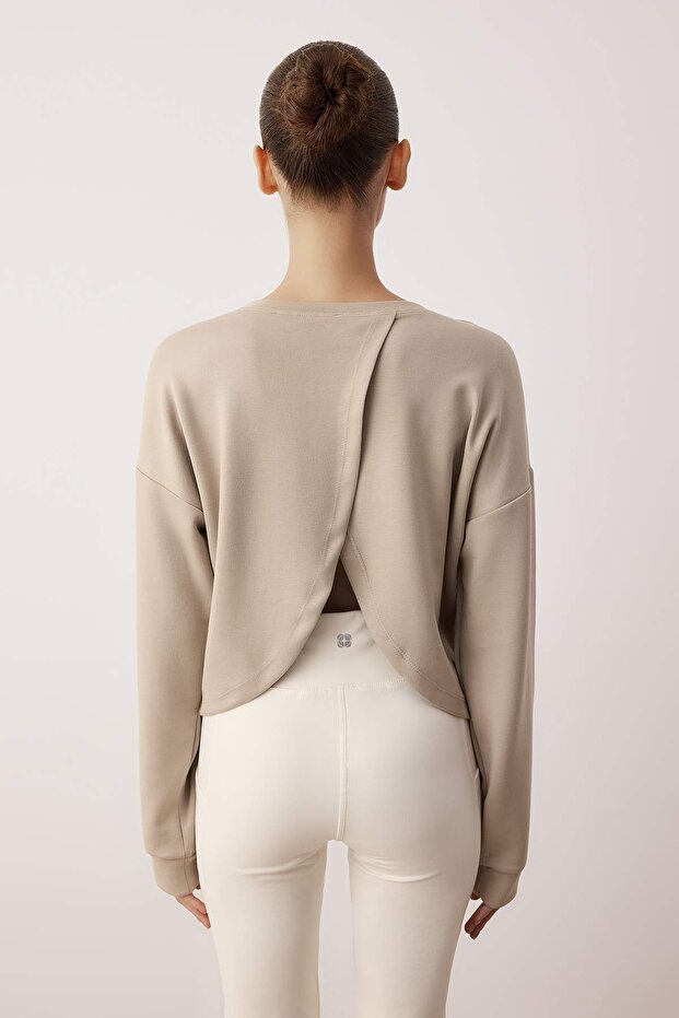 Vizon Sırt Yırtmaç Detaylı Spor Örme Sweatshirt THMAW26SW00003 - 3