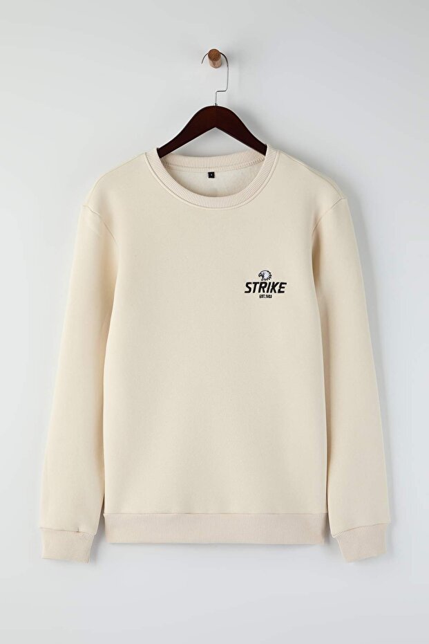Taş Regular/Normal Kesim Nakışlı İçi Polarlı Pamuk Sweatshirt TMNAW24SW00127 - 5
