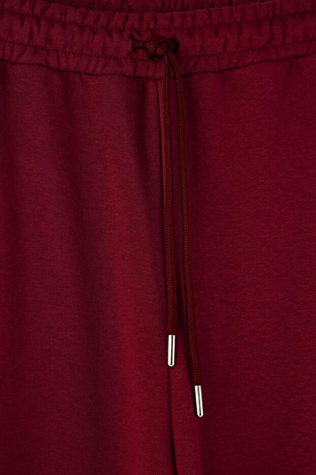 Bordo Etiket Detaylı Wide Leg/Geniş Paça Büyük Beden Eşofman Altı TBBAW26AJ00010 - 8