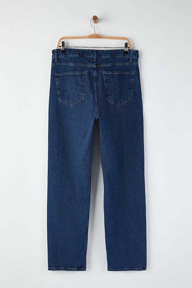 Lacivert Baggy/90's Straight Fit Jeans Bol Kot Pantolon TMNSS24JE00012 - 8