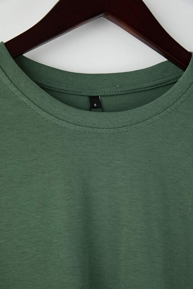 Siyah-Yeşil 2'li Paket %100 Pamuk Uzun Kol Regular/Normal Kesim T-Shirt TMNAW24TS00001 - 2