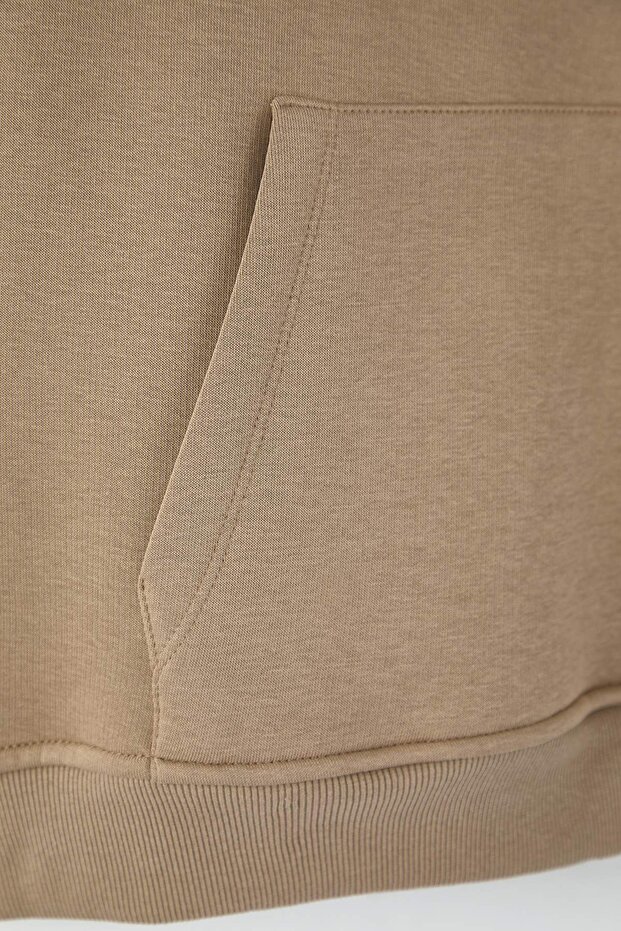Koyu Vizon Basic Oversize/Geniş Kesim Kapüşonlu İçi Polar/Sıcak Tutan Sweatshirt TMNAW21SW2005 - 7