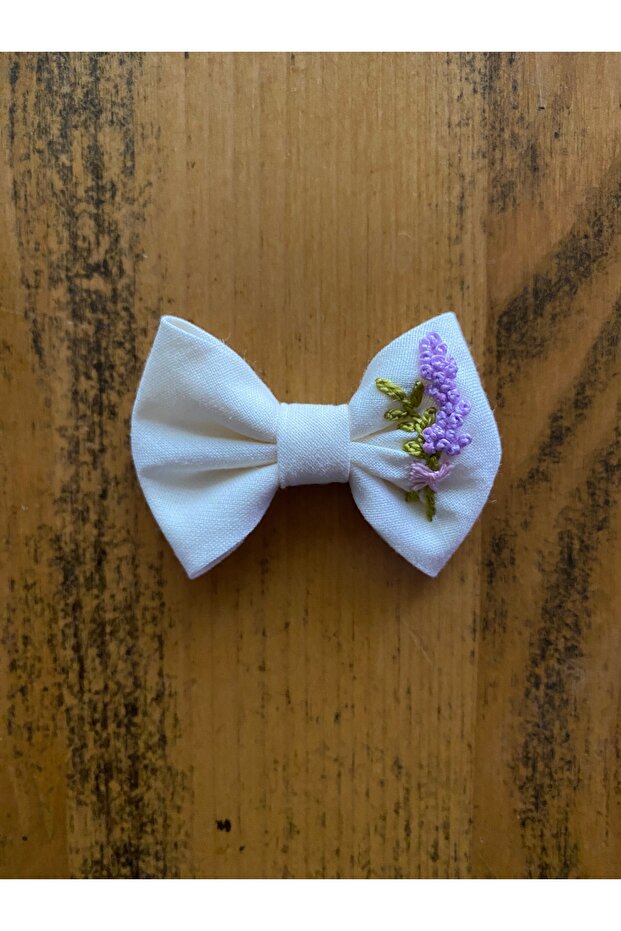 Lavender Embroidered Hairless Baby Clip (1 Piece)