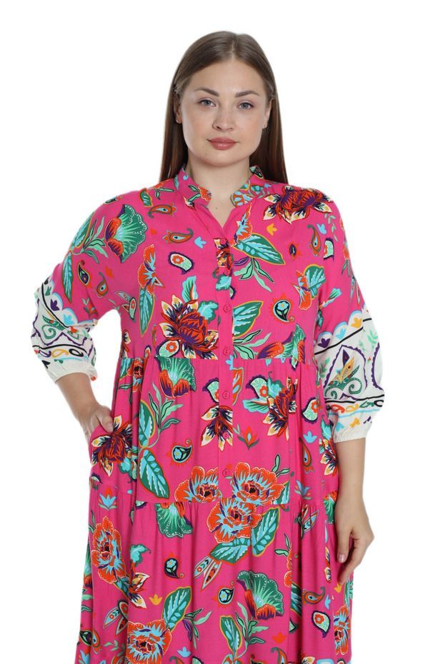 Rochie lungă oversize cu model - 33495 - 3