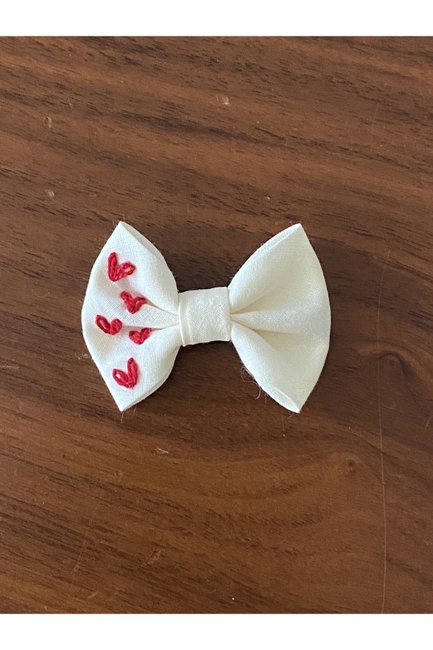 Heart Embroidered Hairless Baby Hair Clip (1 Piece)