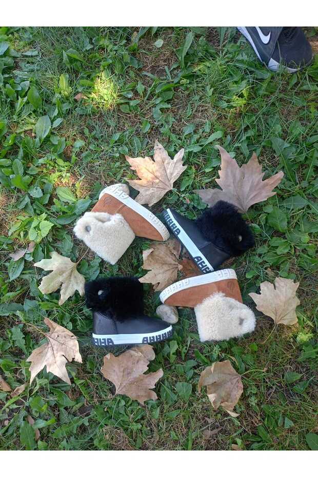 Orjinal koyun kürklü deri çocuk bot - 7