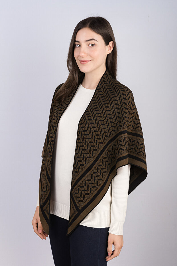 Desenli Triko Üçgen Şal - 2