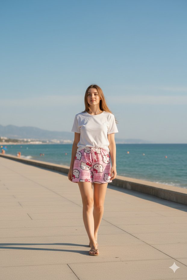 Hello Kitty Patterned Summer Shorts- Bk1010004
