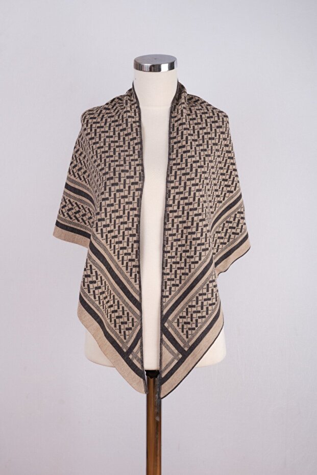 Desenli Üçgen Triko Şal - 5