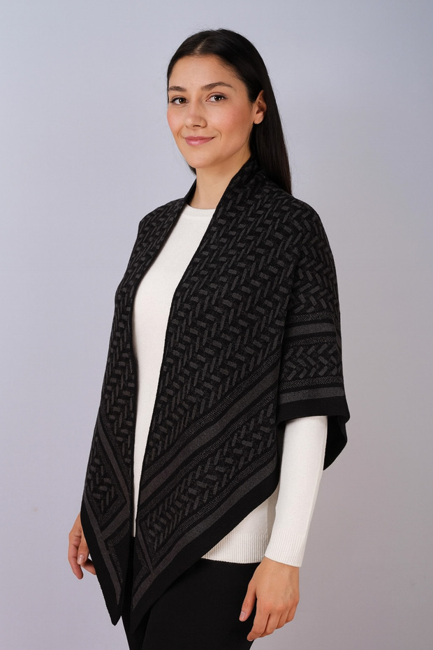 Desenli Üçgen Triko Şal - 2