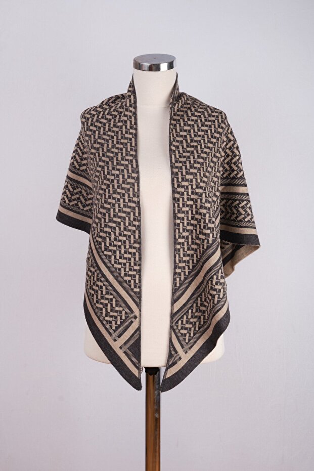 Desenli Üçgen Triko Şal - 4