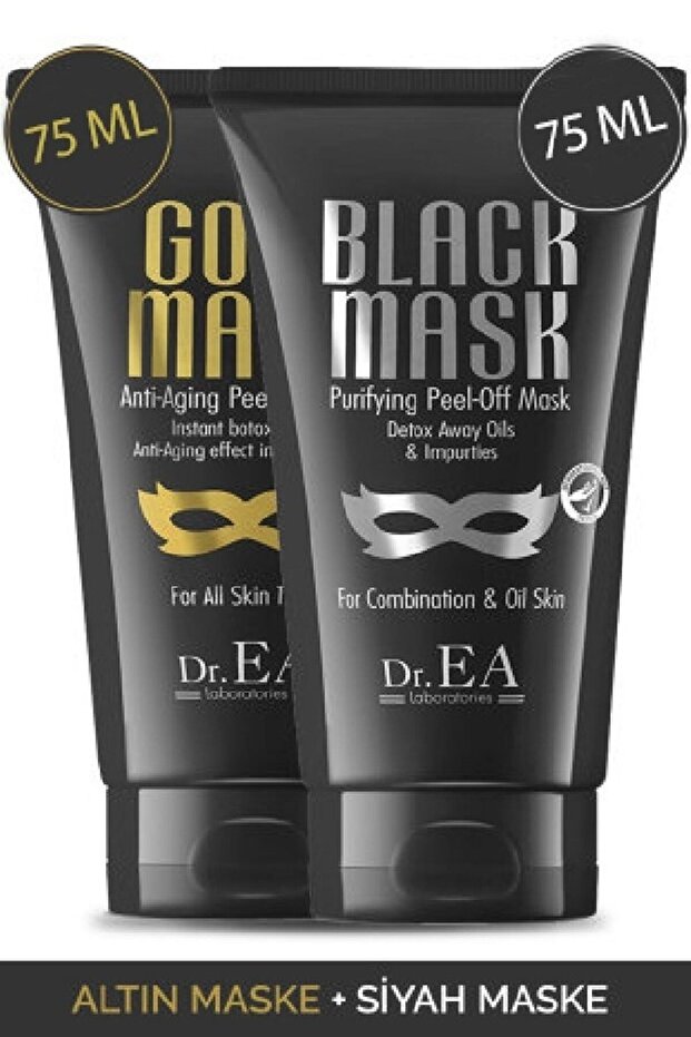 Dr. Ea Soyulabilir Siyah Maske Ve Soyulabilir Altın Maske 2'li Özel Set (75 Ml) - 1