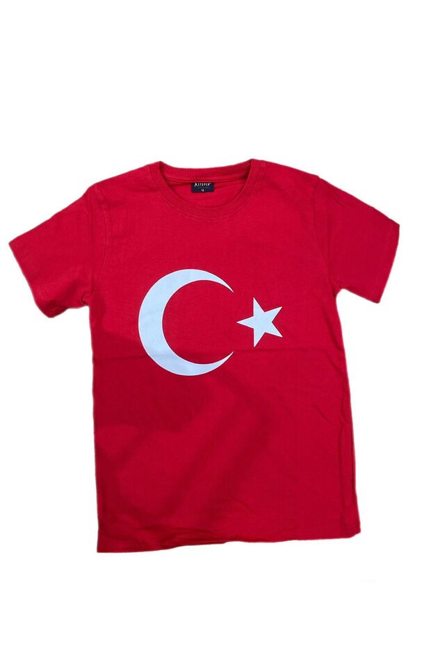 Turkish flag design with crescent moon and star, unisex children's t-shirt.