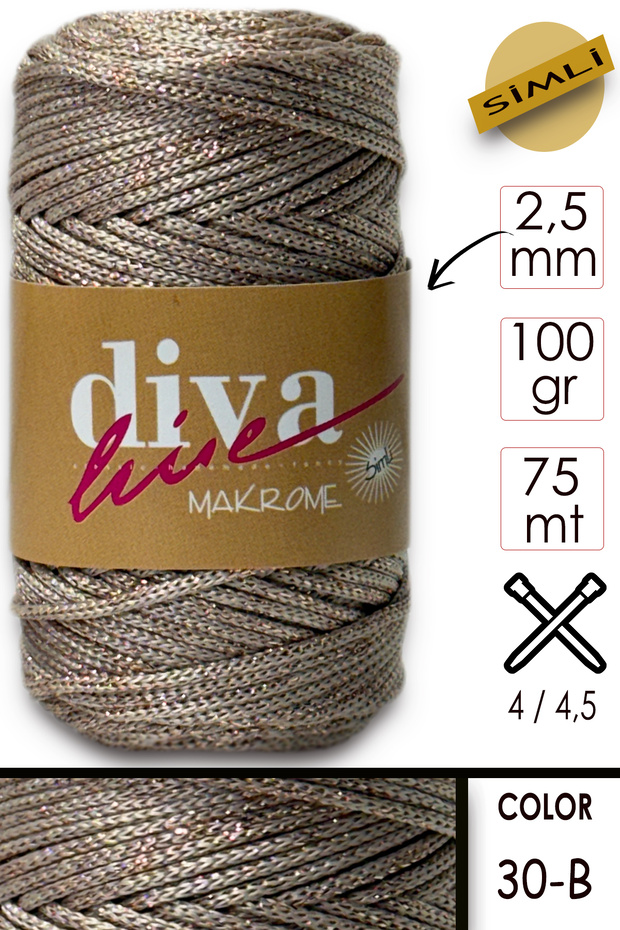 Diva Makrome İpi Simli 30B - 1