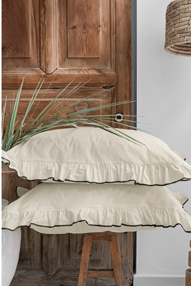 Çift Kişilik Nevresim Seti %100 Pamuklu Süs Overloklu Fırfırlı 200 x 220 cm - 7