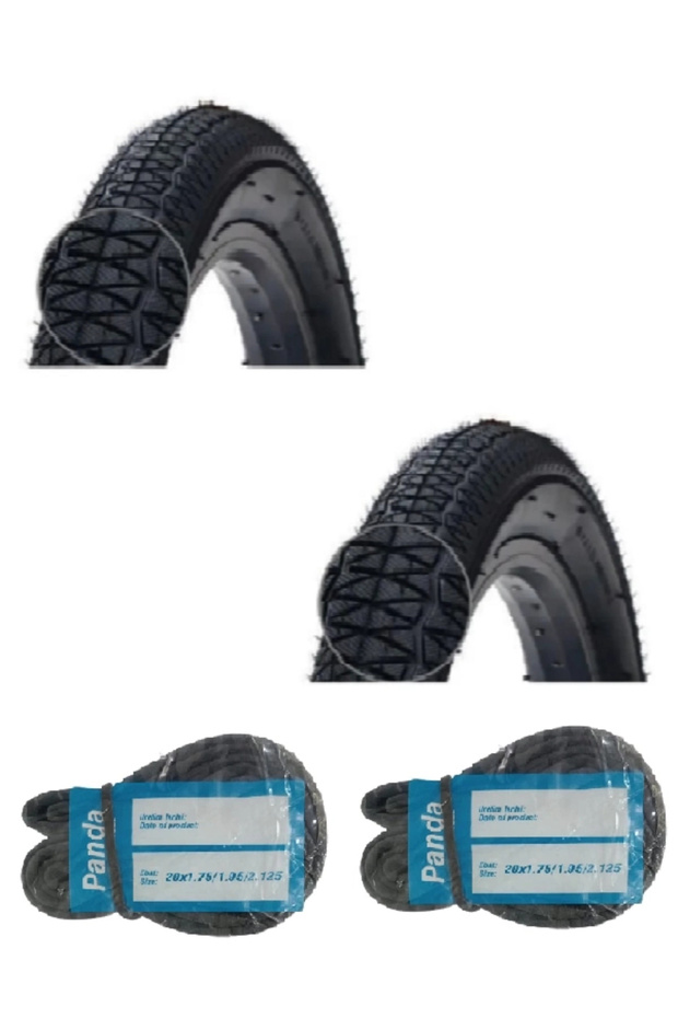 20 Jant 20x2.125 BMX Akrobasi Bisiklet Dış Lastiği D2071 X 2 Adet + Panda İç Lastik Seti - 1