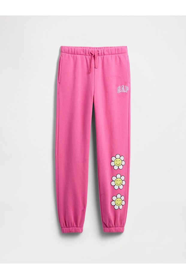 Kız Çocuk Pembe Relaxed Logo Jogger Eşofman Altı - 1