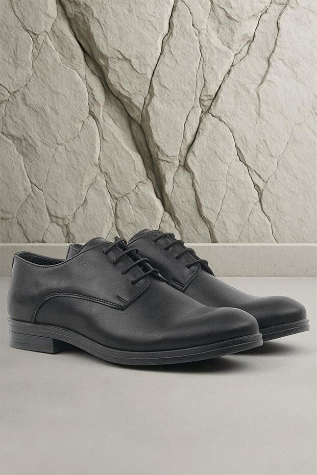 Black Matte Lace-Up Oxford Children's School Shoes
