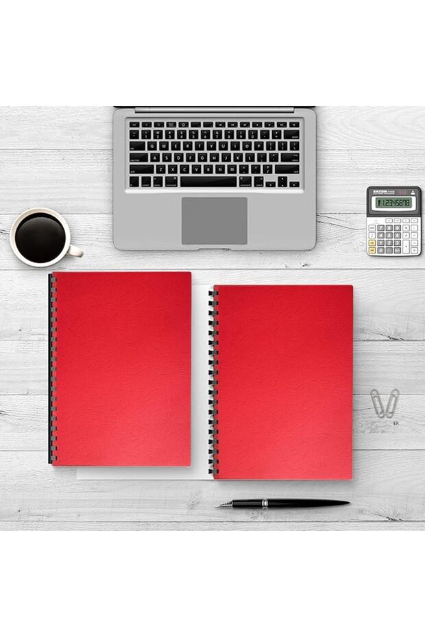 [100 Pack] Red Binding Cover A4 230 GSM – Protective Sheets for Comb & Wire Binding Machines - 5