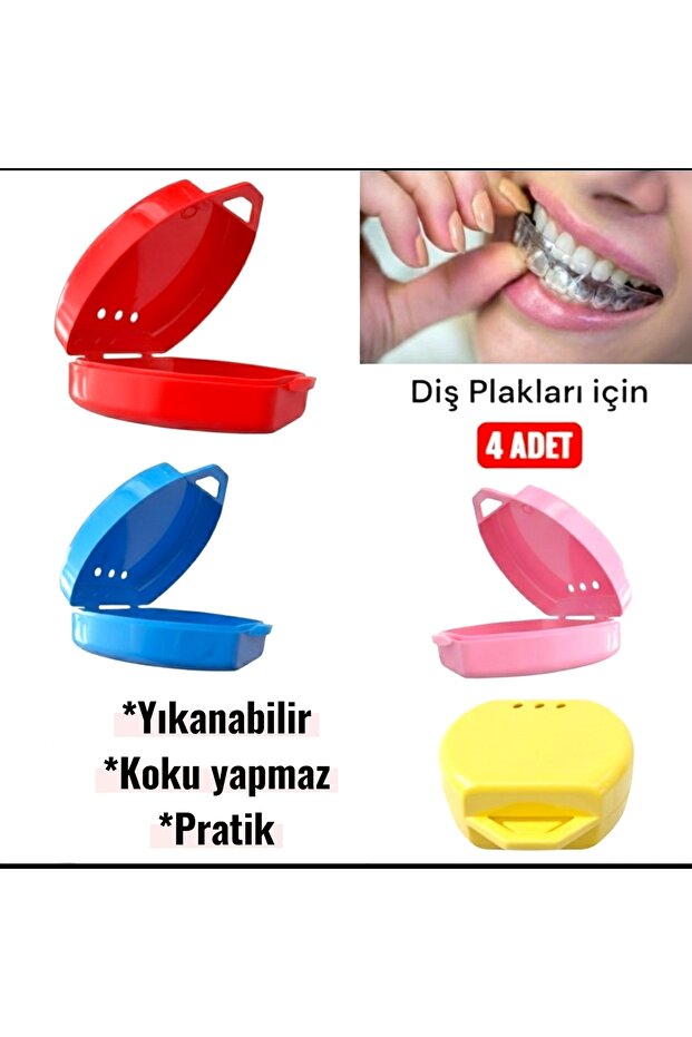 GECE PLAĞI SAKLAMA KUTUSU DİŞ PLAK KABI (4 ADET) - 1