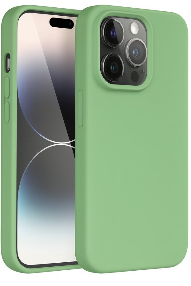 iPhone 14 Pro Max Case Inside Velvet Camera Raised Launch Silicone Cover Light Green