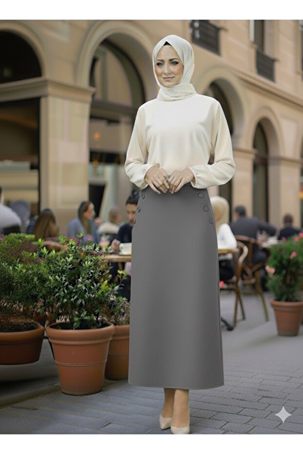 Smoked Pocket (Button Detail 93-94cm) Pencil Skirt (Short-Term Launch Price)