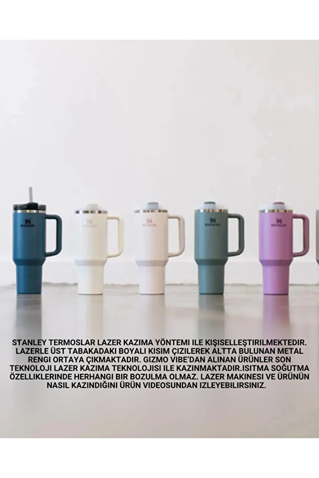 Kişiselleştirilmiş The Iceflow Flip Straw 2.0 Tumbler 0.89l 30oz Termos Özel İsimli Mavi - 8