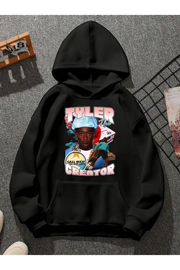 Tyler Creator V6 Printed Hooded Black Sweatshirt
