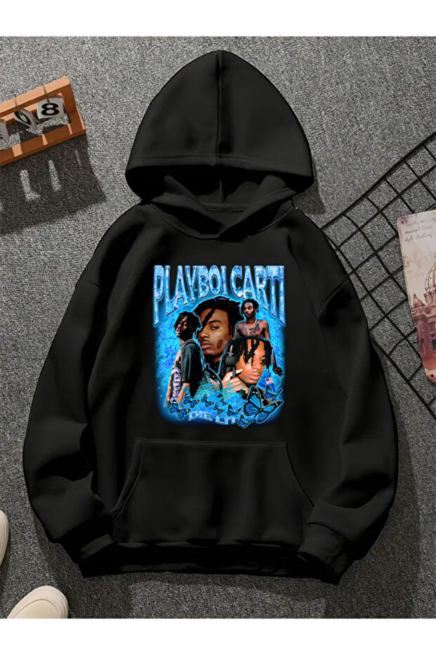Playboi Carti V1 Printed Hooded Black Sweatshirt
