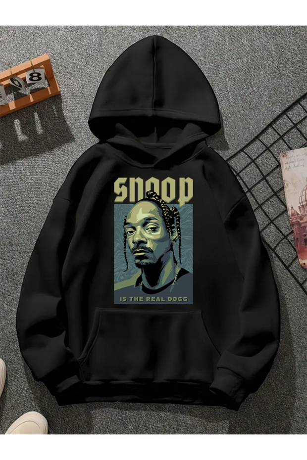 Snoop Dogg V2 Printed Hooded Black Sweatshirt