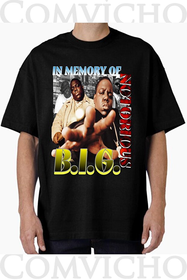 تي شيرت كبير الحجم مطبوع بتصميم Biggie v17 للجنسين