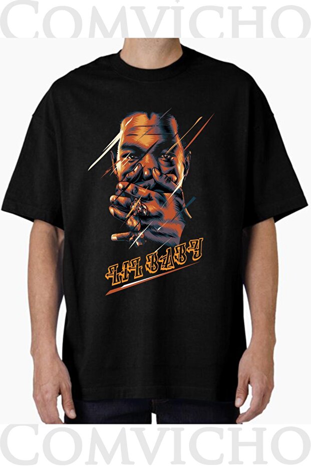 Unisex Lil Baby V Design Printed Oversize T-Shirt