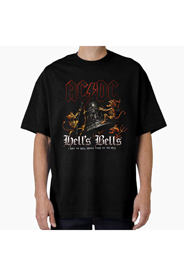 تي شيرت مطبوع بتصميم acdc للجنسين