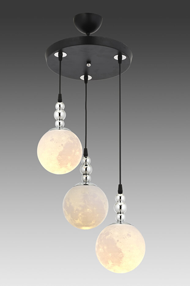 Krater 3’lü 3D Başlıklı Sarkıt Avize Modern Dekoratif Aydınlatma - 6