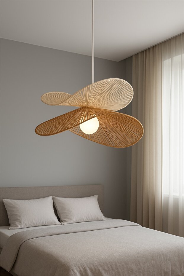 Hasır Sarkıt Avize 2 Şeritli avize / Bohem avize / Salon Modern Avize / Hasır İskandinav Avize - 3