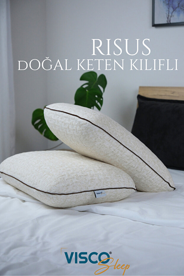 Pillow Ergonomic Pillow Risus Natural Linen Pillow with Cover 60X40X15 cm