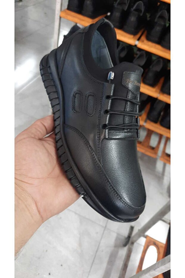 Original Leather Men Black Comfort Orthopedic Rubber Sole B703 Shoes