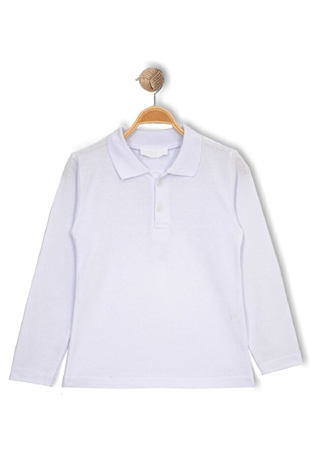 Guler polo alb cu mânecă lungă - 1